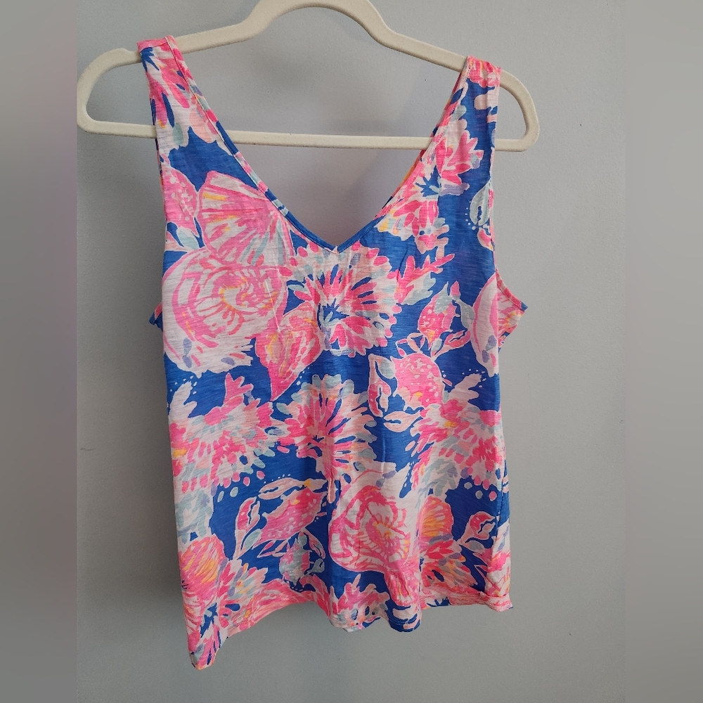 Lilly Pulitzer Vibrant Floral Tank Top - Blue and Pink